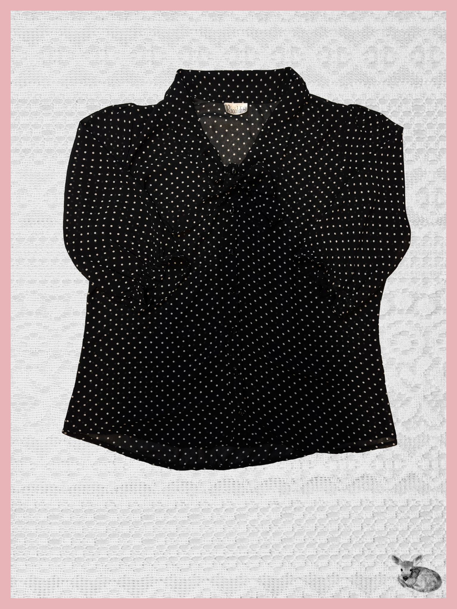dark dots — blusa negra lunares manga 3/4