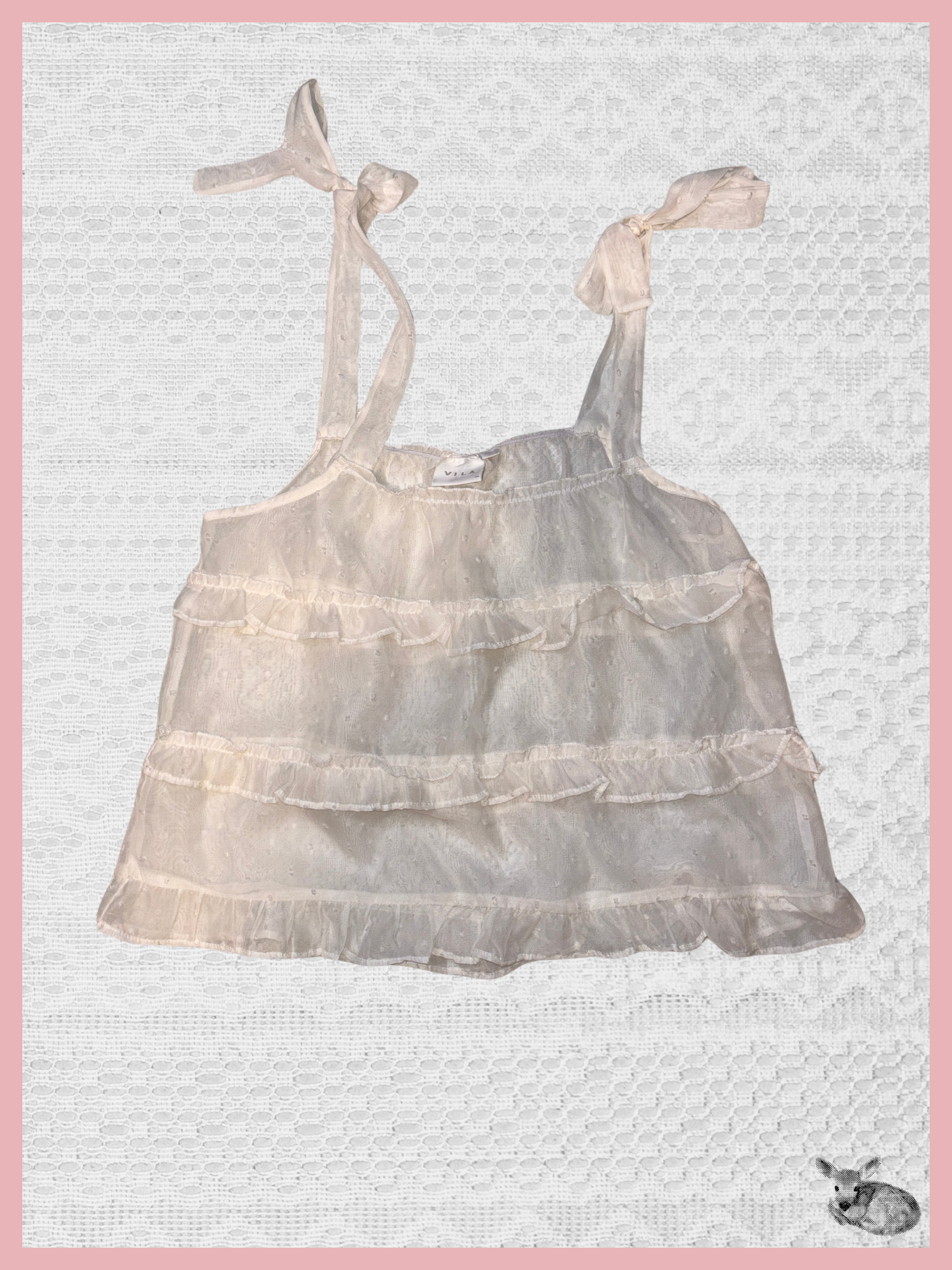 ribbon top — top crema con lazos