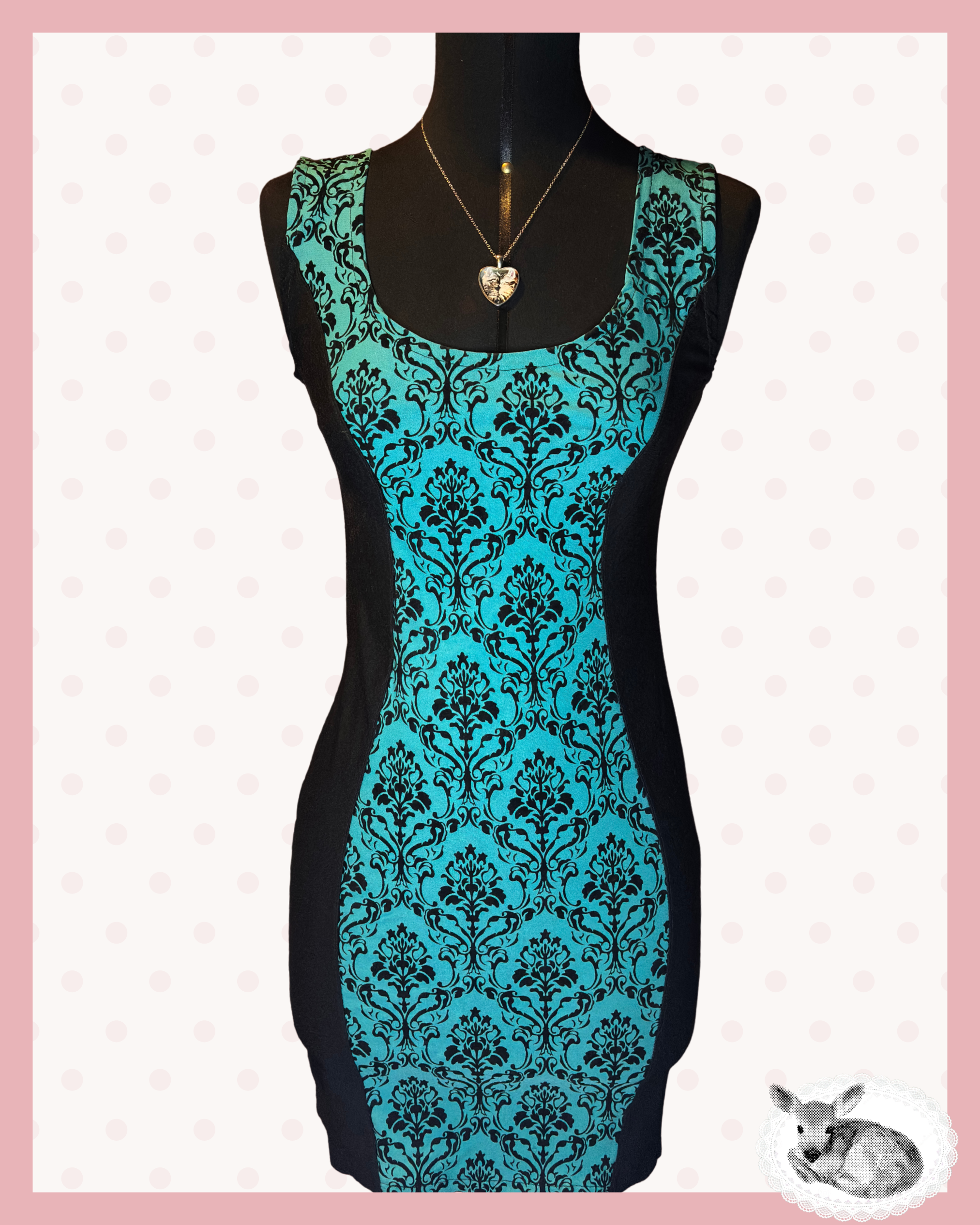 teal fantasy — vestido brocado turquesa y negro