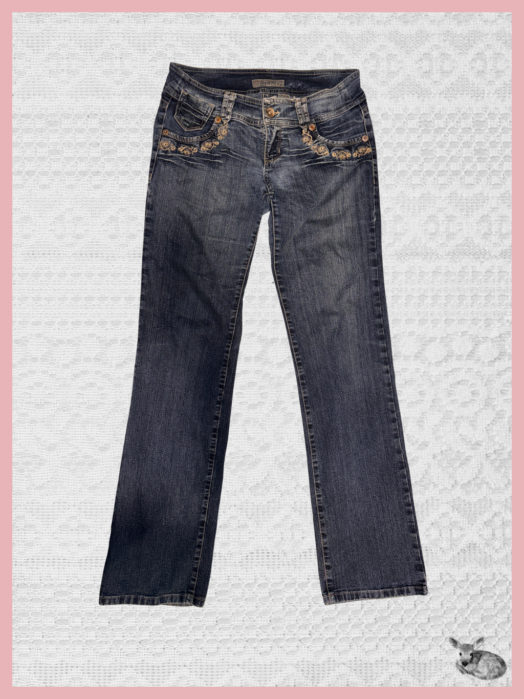 embroidered crush — jeans tiro bajo bordados