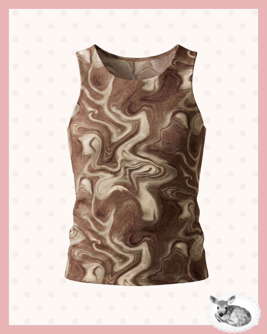 warm marble — tank top estampado marrón