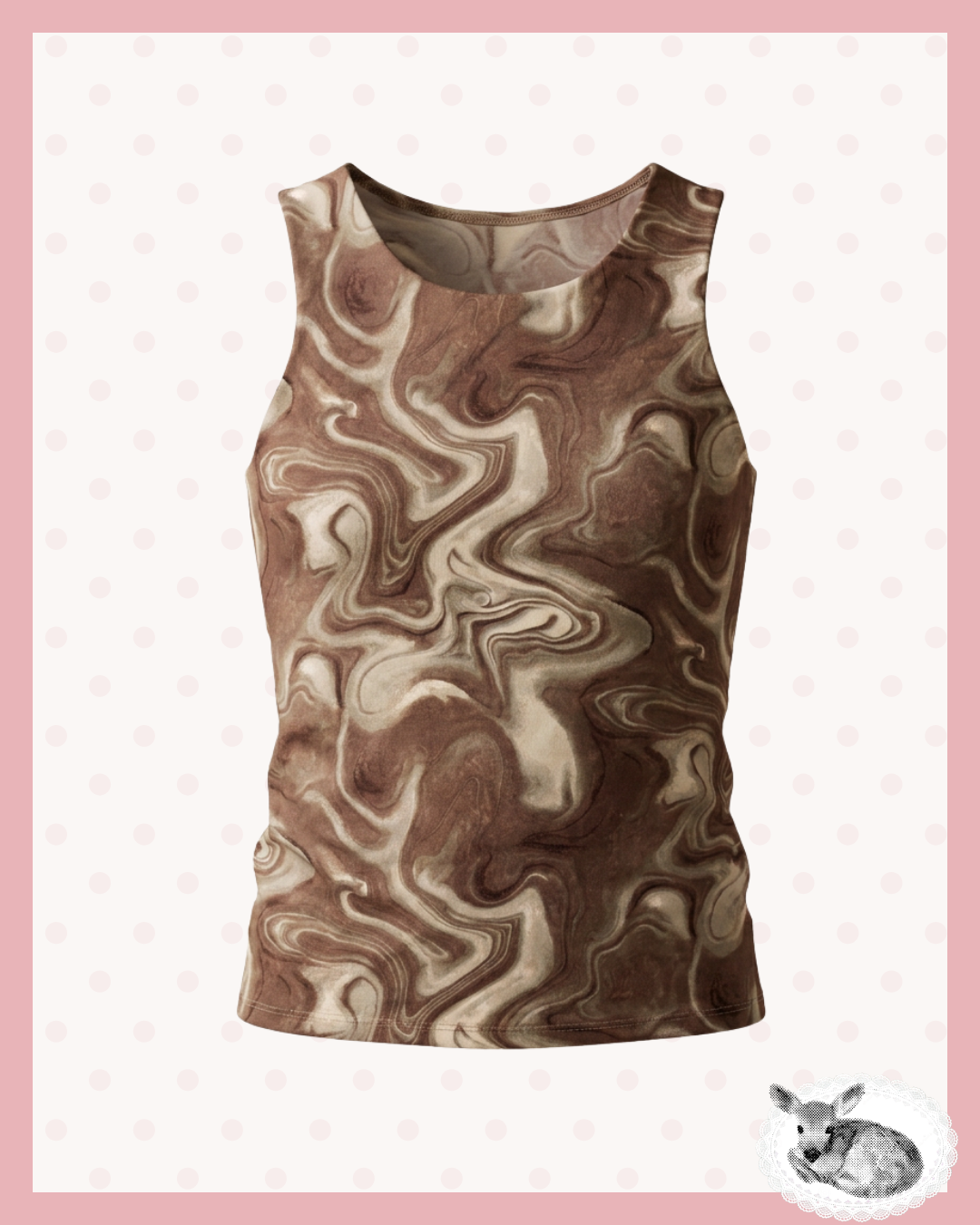 warm marble — tank top estampado marrón