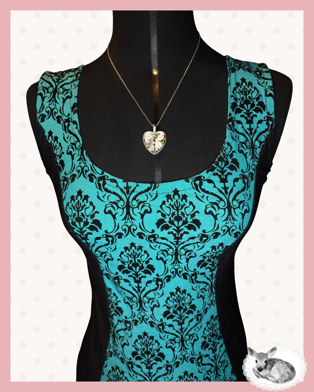 teal fantasy — vestido brocado turquesa y negro