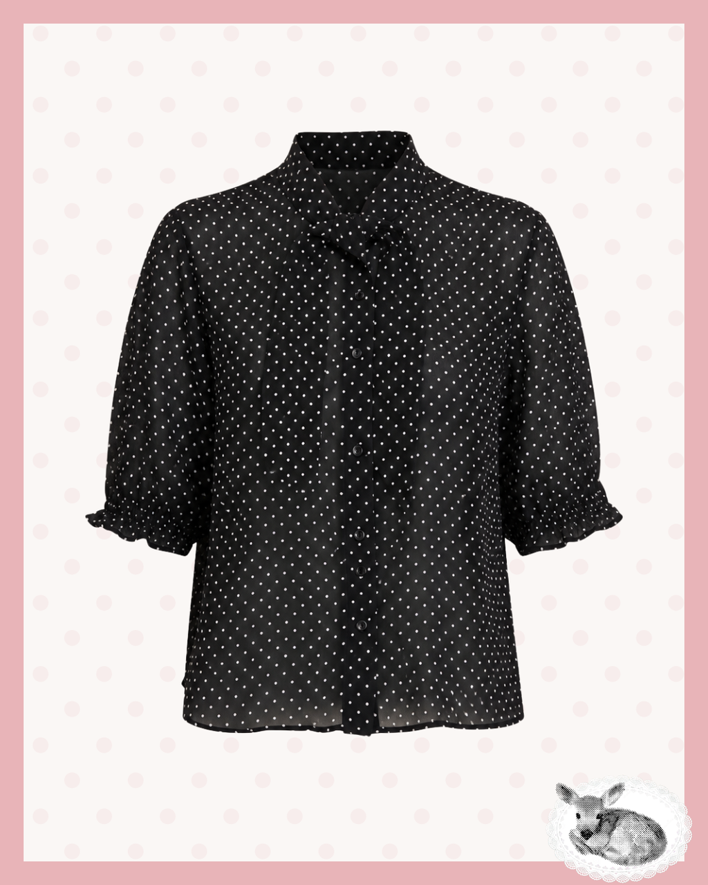 dark dots — blusa negra lunares manga 3/4