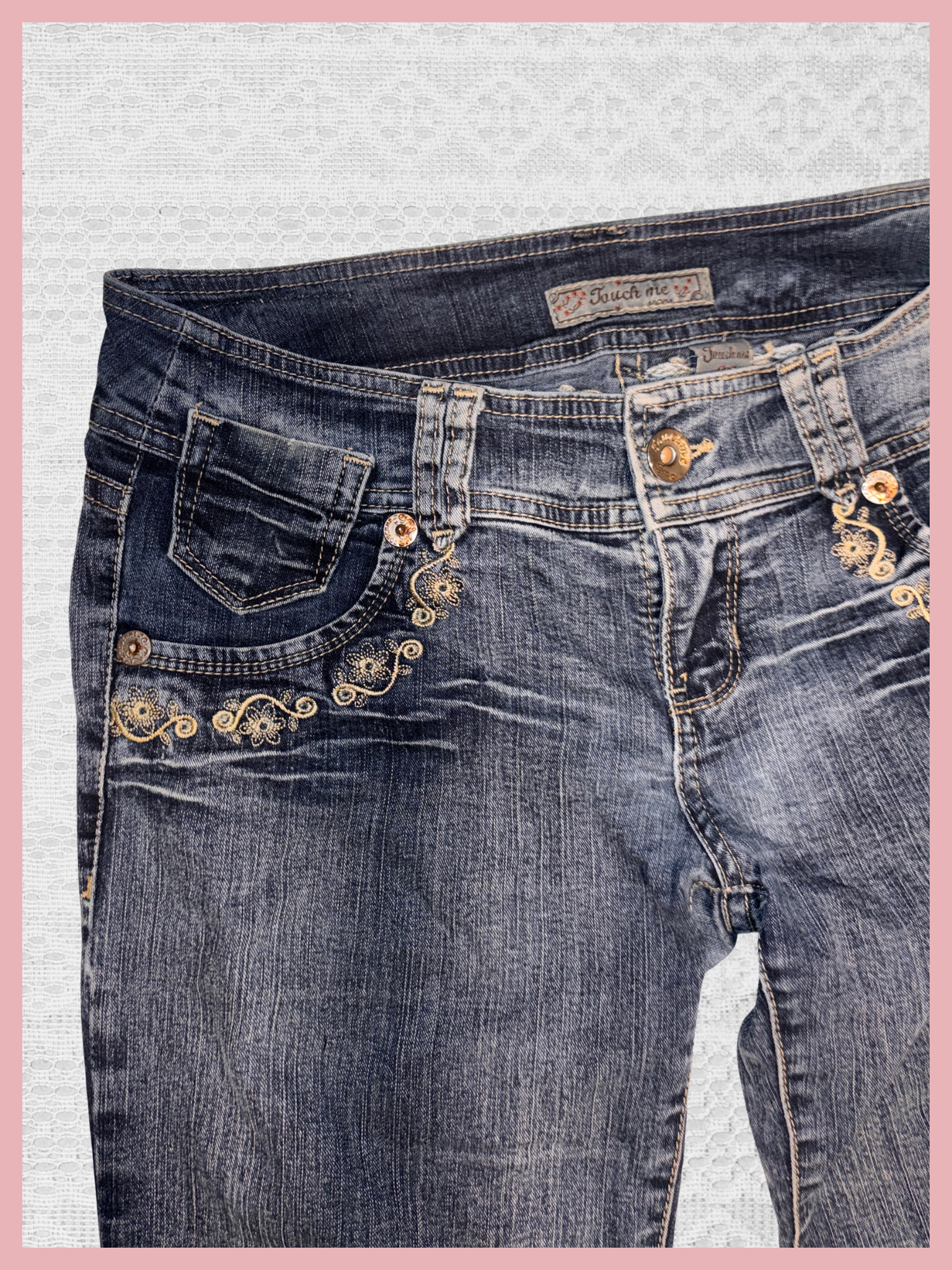 embroidered crush — jeans tiro bajo bordados