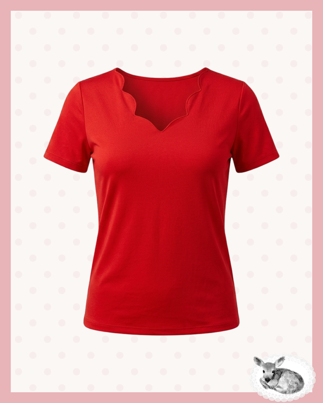 red wave — top rojo escote ondulado