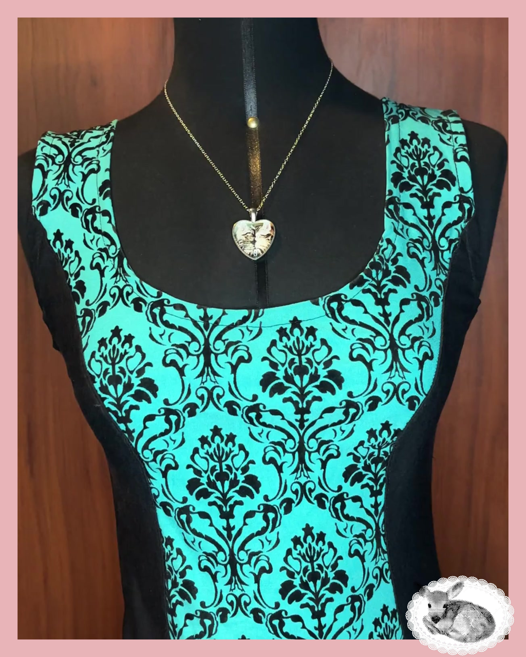 teal fantasy — vestido brocado turquesa y negro