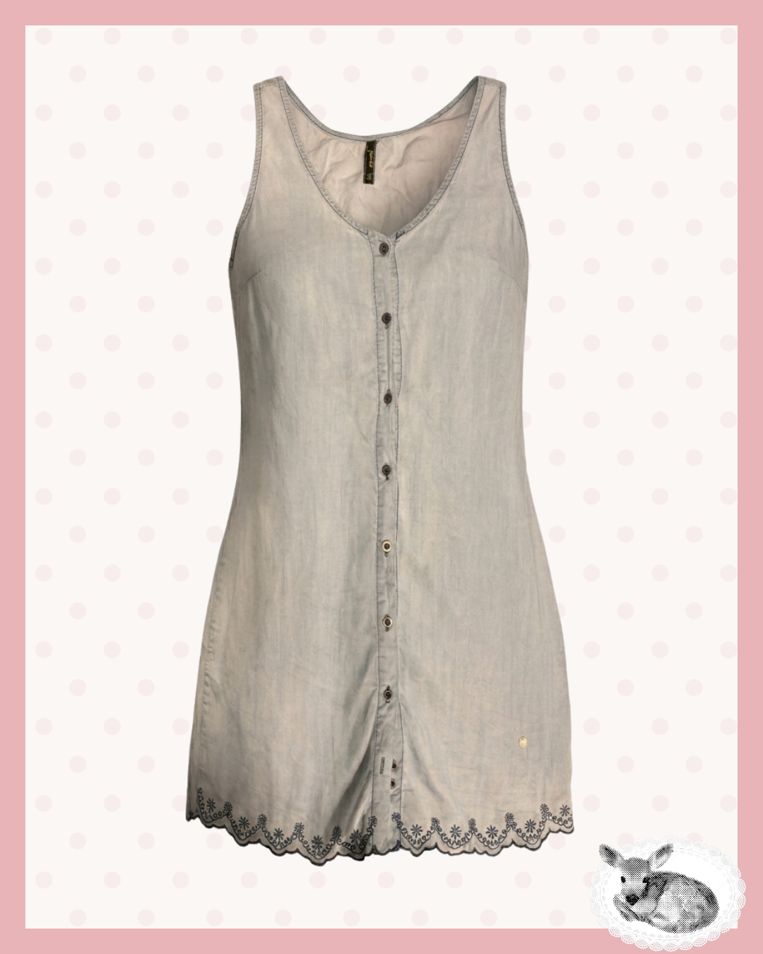 blue hour dress — vestido denim con bordado